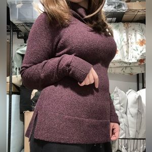 Tahari Purple Scarf Neck Sweater